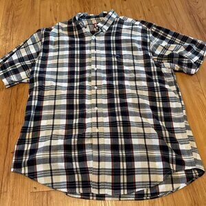 CHAPS Ralph Lauren Button Down Shirt Blue/Red/ Tan XL - Short Sleeve